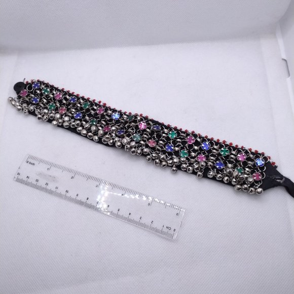 Multicolor Anklets, Tribal Anklets Pair, Afghan Kuchi Bells Anklets, Boho Anklet - Picture 3 of 8